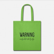 Warning. Easily Distracted By Dogs Lime Green Tote Bag